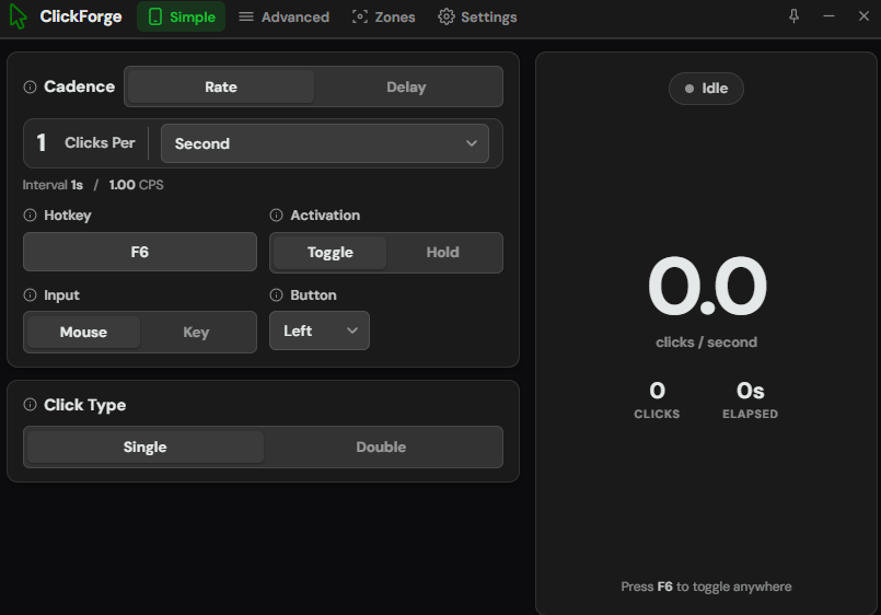 ClickForge Simple tab